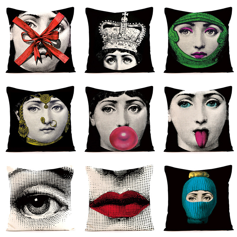 Home.Textiles Cushion - Abstract Nordic facial pattern throw pillow