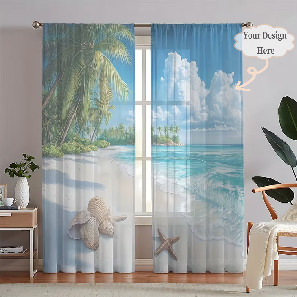 Home Of Textiles - Custom 2D Flat 2pcs Sheer Curtains,