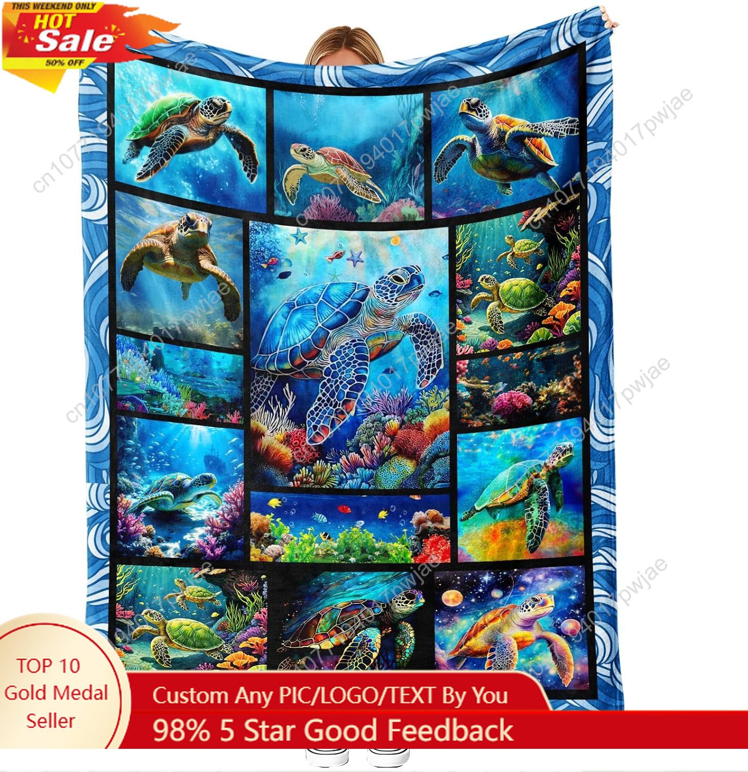 Sea Turtle Flannel Throw Blank - Home Of Textiles recension och pris