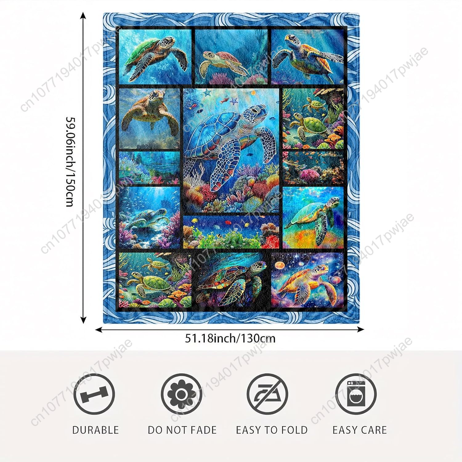 Sea Turtle Flannel Throw Blank - Home Of Textiles recension och pris