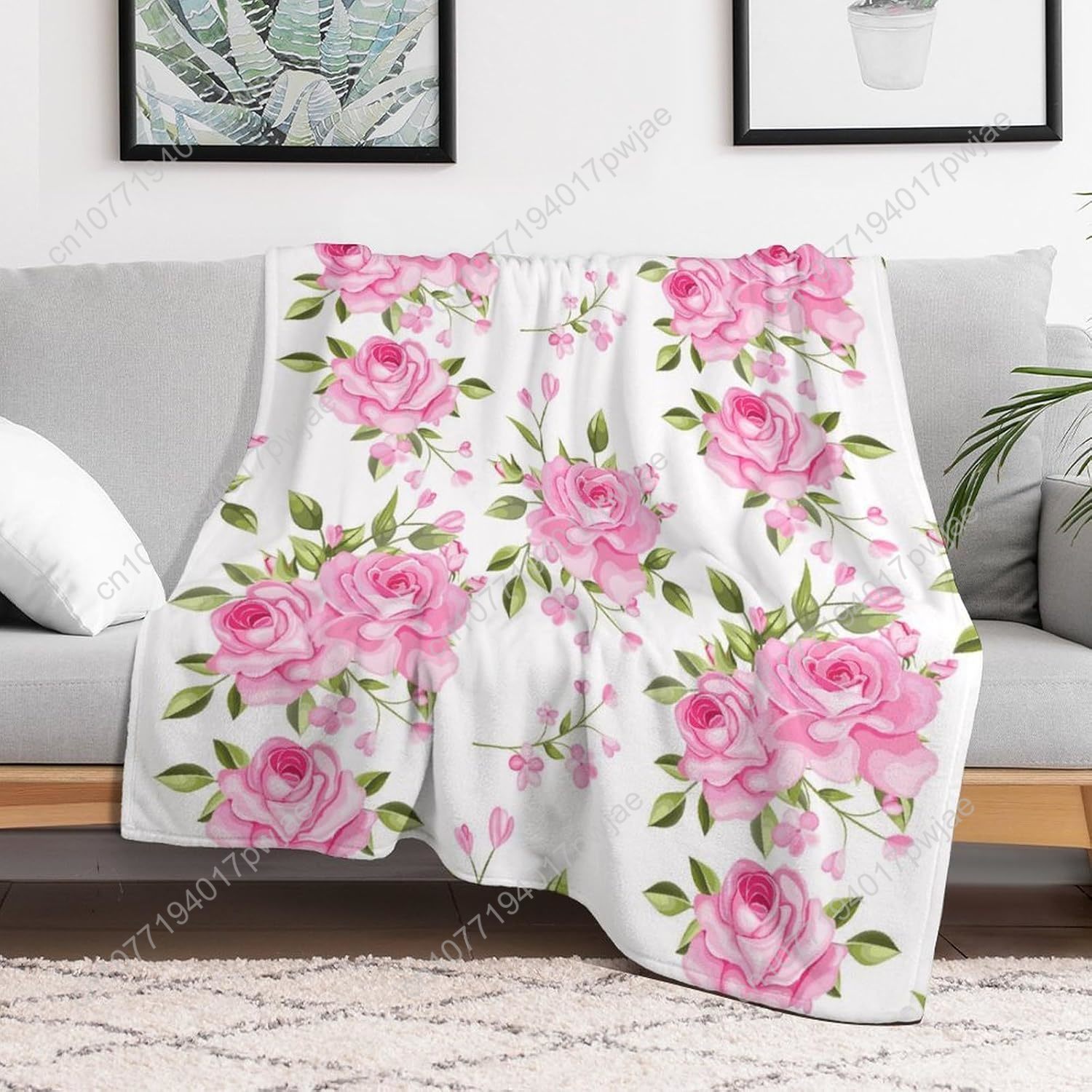 Pink Flower Throw Blanket Flor - Home Of Textiles recension och pris