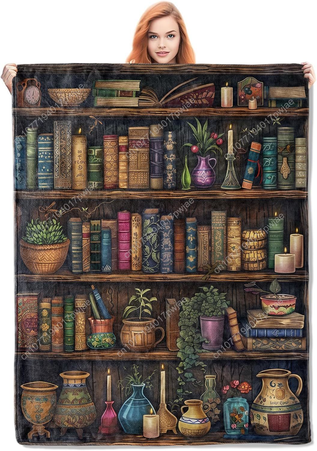 Vintage Bookshelf Blanket Read - Home Of Textiles recension och pris