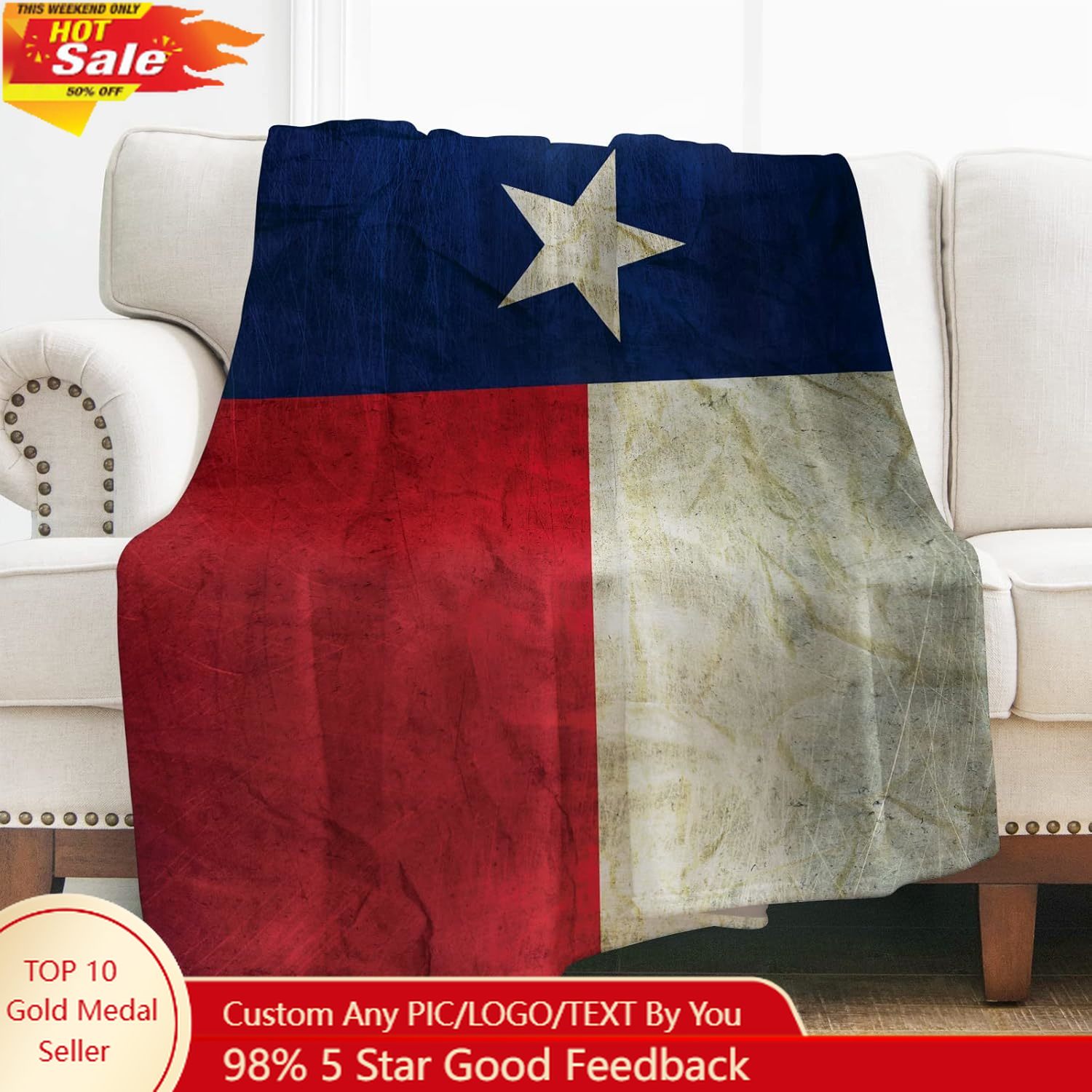 Levens Texas Flag Throw Blanke - Home Of Textiles recension och pris