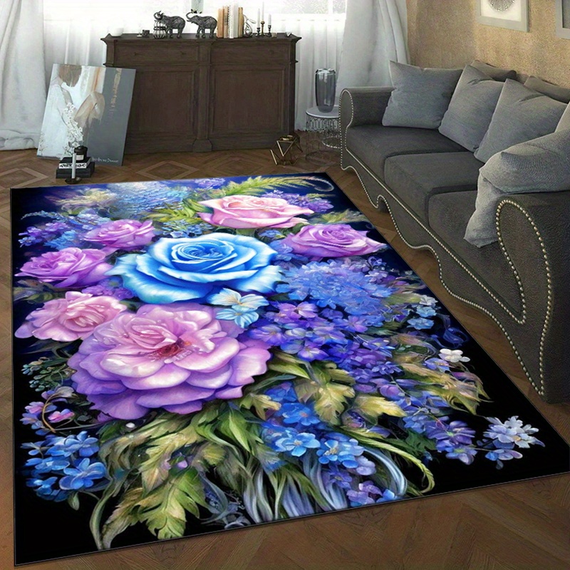 Floral rug with blue and purpl - Home Textiles And Furnishing recension och pris