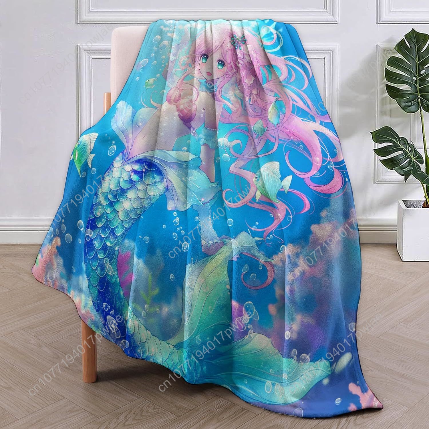 Cute Mermaid Blanket Cartoon F - Home Of Textiles recension och pris