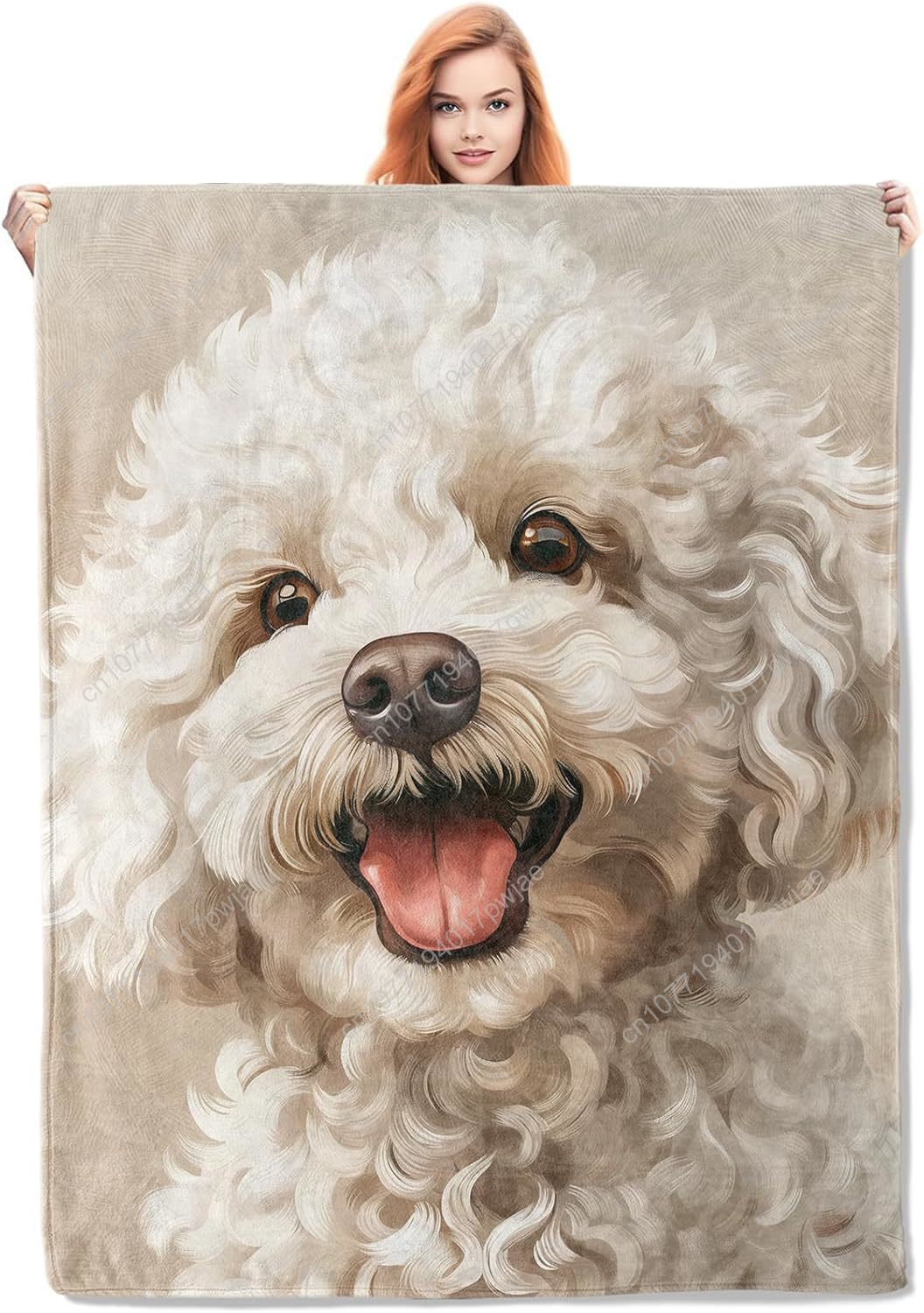 Joyful Poodle Portrait Blanket - Home Of Textiles recension och pris