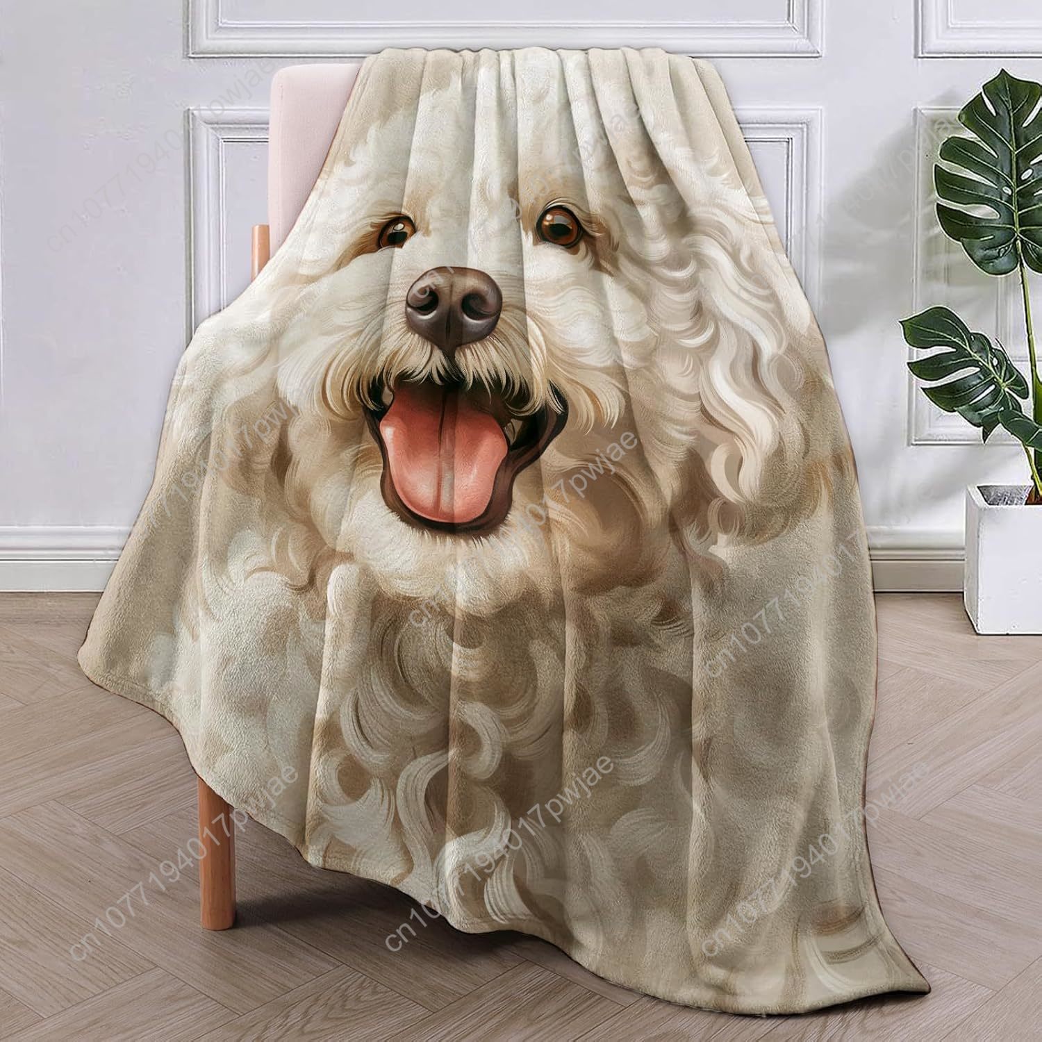 Joyful Poodle Portrait Blanket - Home Of Textiles recension och pris